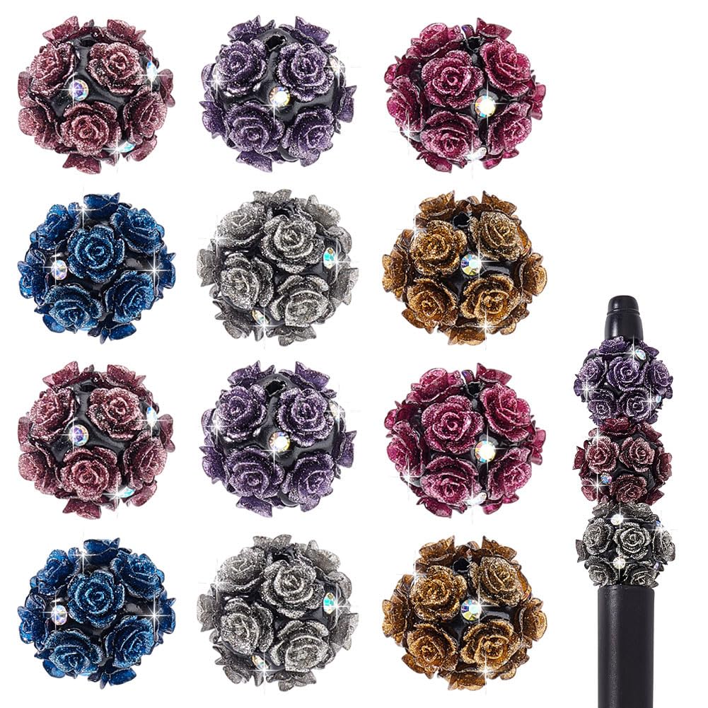 Amazon.co.jp: PH PandaHall 12個 6色 バラの花ビーズ ライン